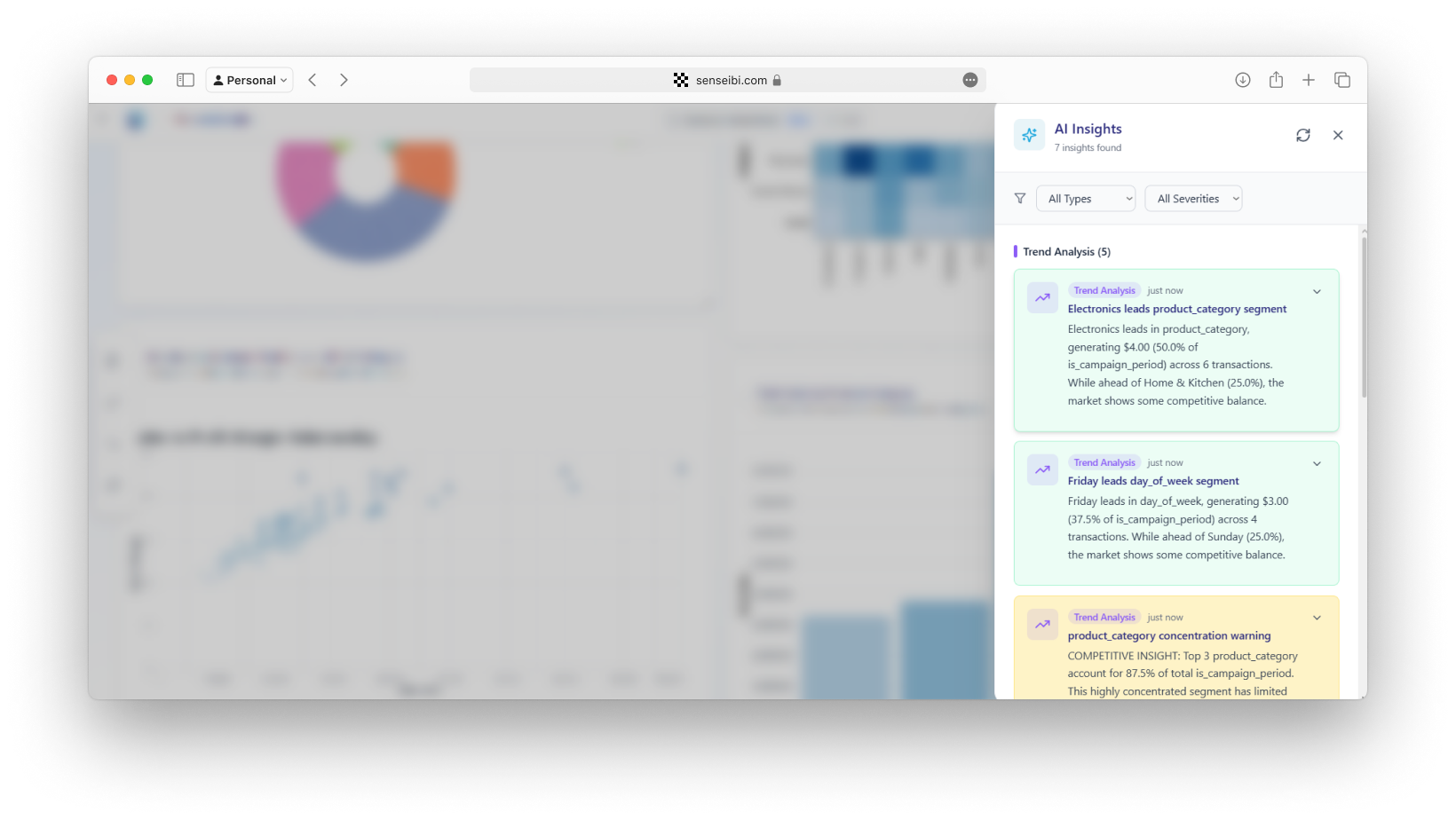 SenseiBI AI insights panel
