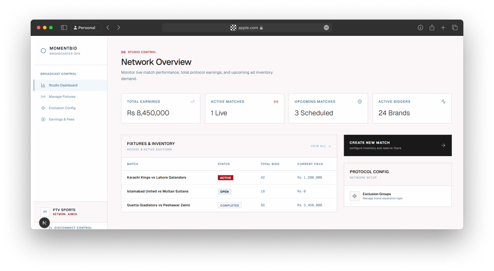 MomentBid network overview